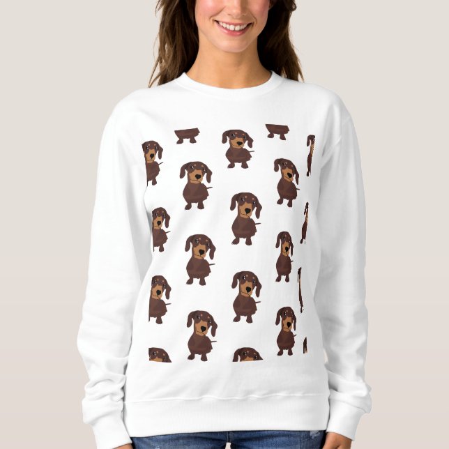 Gullig Daschund mönstertröja T Shirt (Framsida)