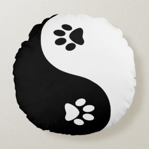 Gullig dekorativ kudde för Yin Yang tassrunda