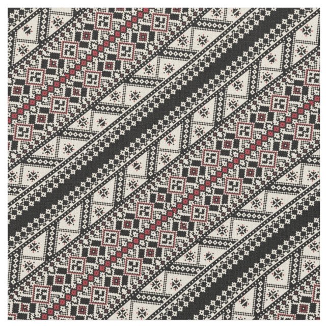 Gullig dekorativ ukrainsk mönsterdesign tyg (Närbild)