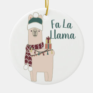 Gullig design för Llama för helgdagFa-La Julgransprydnad Keramik