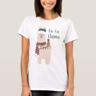 Gullig design för Llama för helgdagFa-La T Shirt