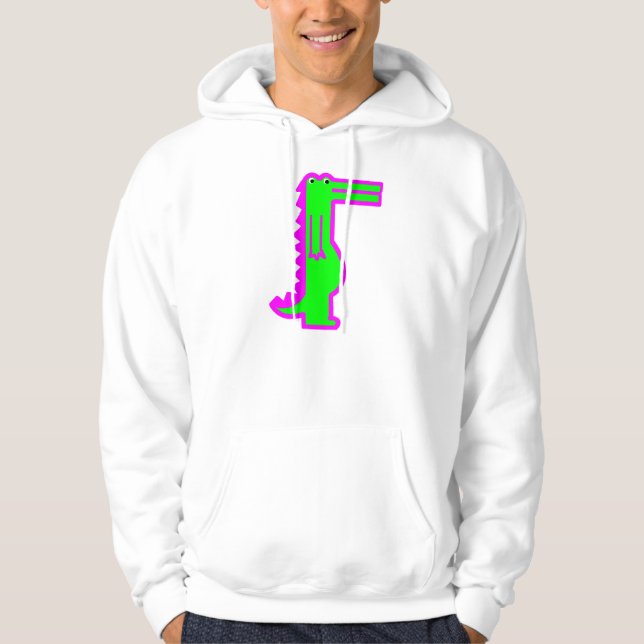 Gullig Dino tröja Hoodie (Framsida)