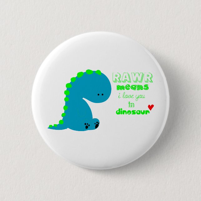 Gullig Dinosaur RAWR Knapp (Framsida)
