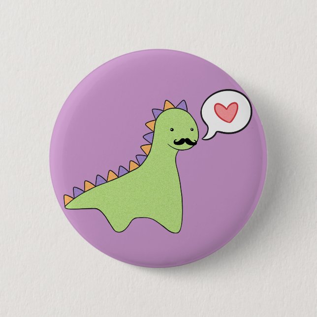 Gullig Dinosaurmustasch Knapp (Framsida)