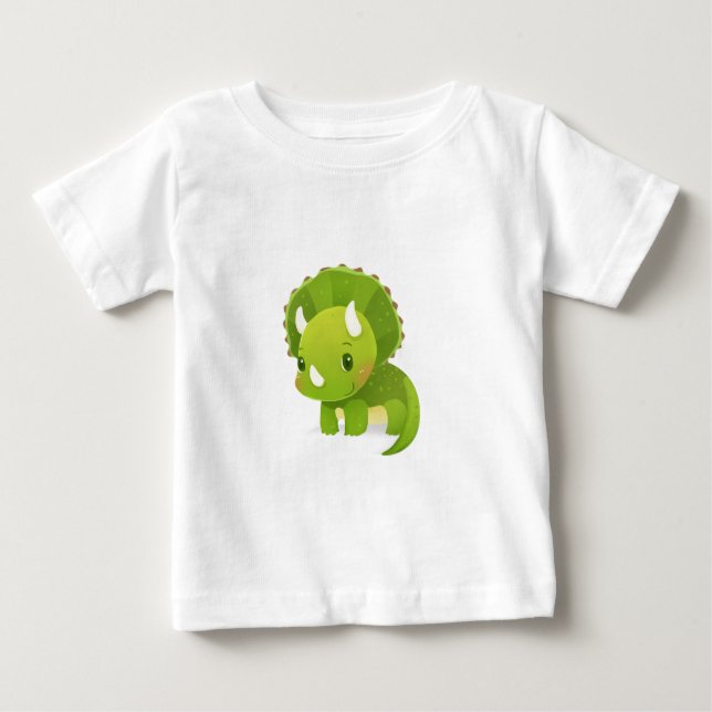 gullig dinosaurtecknad för grön bebis t-shirt (Framsida)