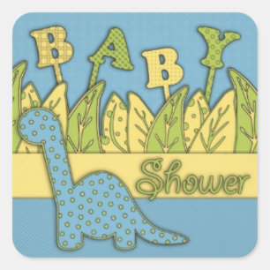 Gullig Dinosaurtemababy shower Fyrkantigt Klistermärke