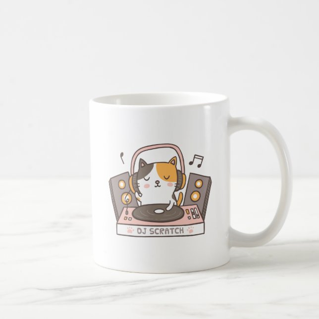 Gullig DJ skrapar kattungevitsmuggen Kaffemugg (Höger)