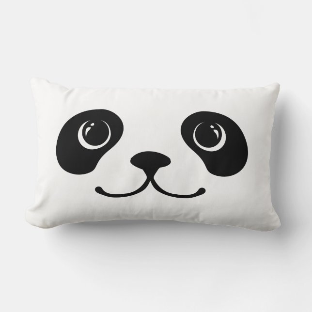 Gullig djur ansiktedesign för svartvit Panda Lumbarkudde (Framsida)