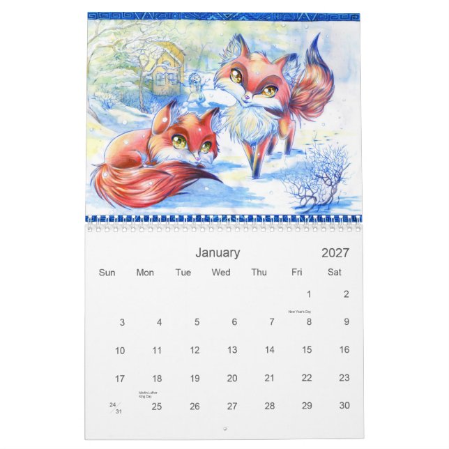 Gullig djur konstkalender 2013 kalender (Jan 2027)