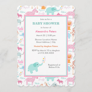 Gullig djur Safaribaby shower för rosor och för Inbjudningar