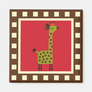 Gullig djurgiraff magnet