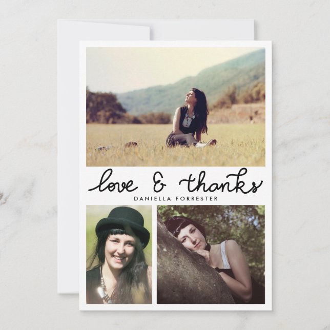 Gullig doktorand- kärlek och tack skrivar tre foto kort (Framsida)