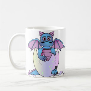 Gullig drakebaby i det knäckte ägget - blått/li kaffemugg