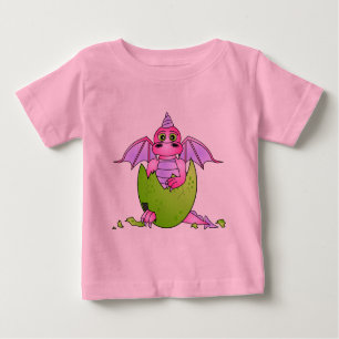 Gullig drakebaby i det knäckte ägget - rosa/lila t-shirt