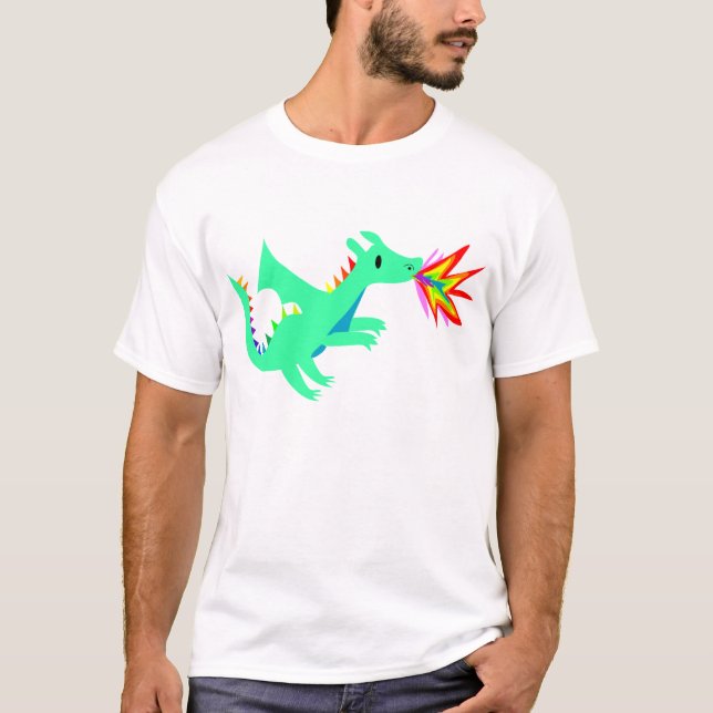 Gullig drakeskjorta för regnbåge tee shirt (Framsida)