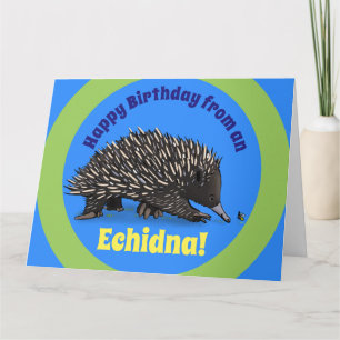 Gullig echidna med kortet för bitecknadfödelsedag kort