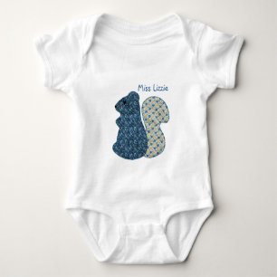 Gullig ekorre för landstilblått med namn tee shirt