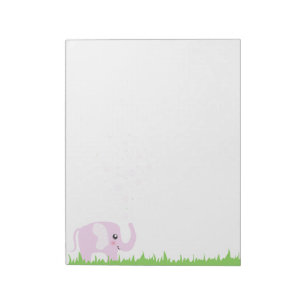 Gullig elefant i flickaktigt rosor & lilor anteckningsblock