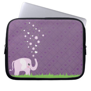 Gullig elefant i flickaktigt rosor & lilor laptop sleeve