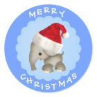 Gullig elefant i klistermärkear för jul för Santa