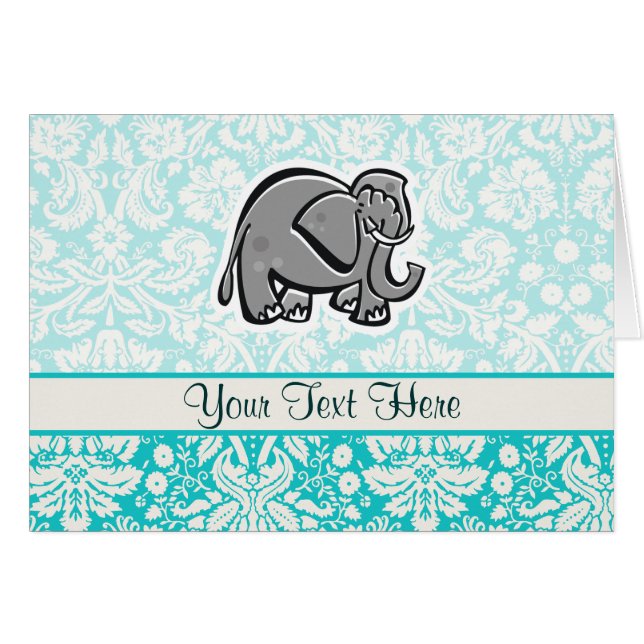 Gullig elefant; kricka hälsningskort (Framsidan Horizontal)