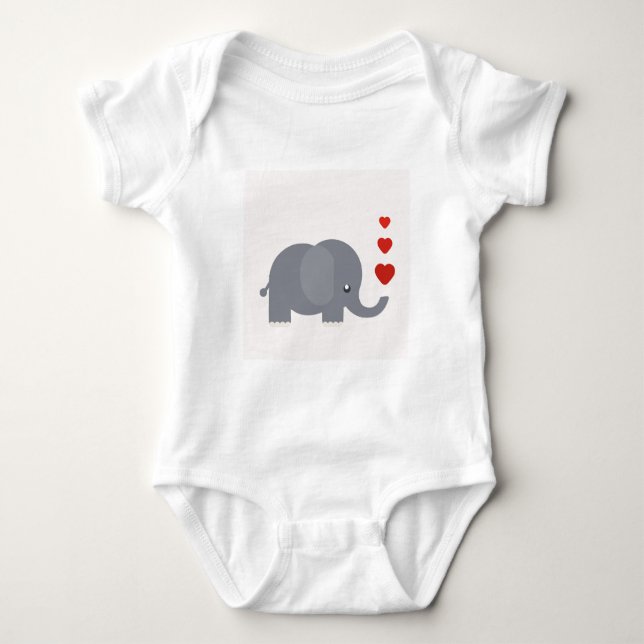 Gullig elefant med nyckfull kärlek för hjärtor tee shirt (Framsida)