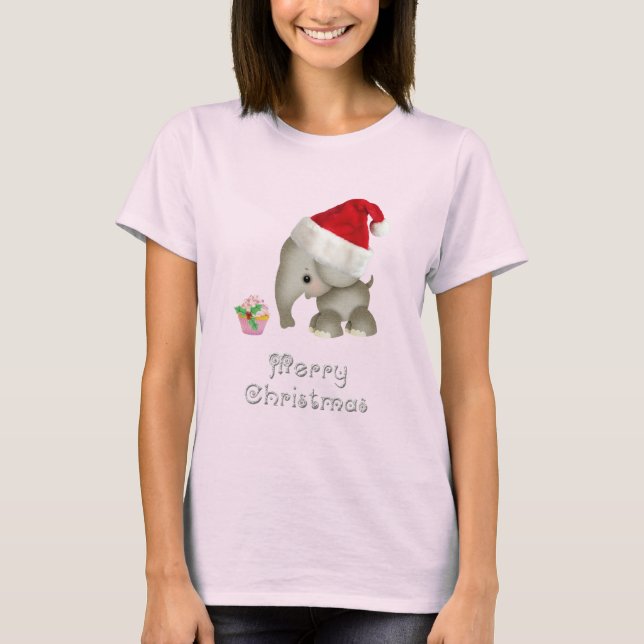 Gullig elefant- & muffinjul tee shirt (Framsida)