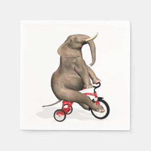 Gullig elefant som rider en trehjuling pappersservett