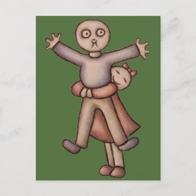 Gullig Emo tecknad av flickan som kramar Vykort (Framsida)