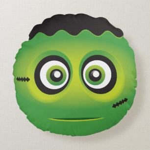 Gullig emoji för lilgröntmonster rund kudde