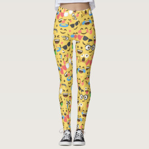 gullig emojikärlek hör kyssen le skrattmönster leggings