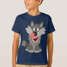 Gullig enfaldig T-tröja för tecknadvargbarn Tee Shirt