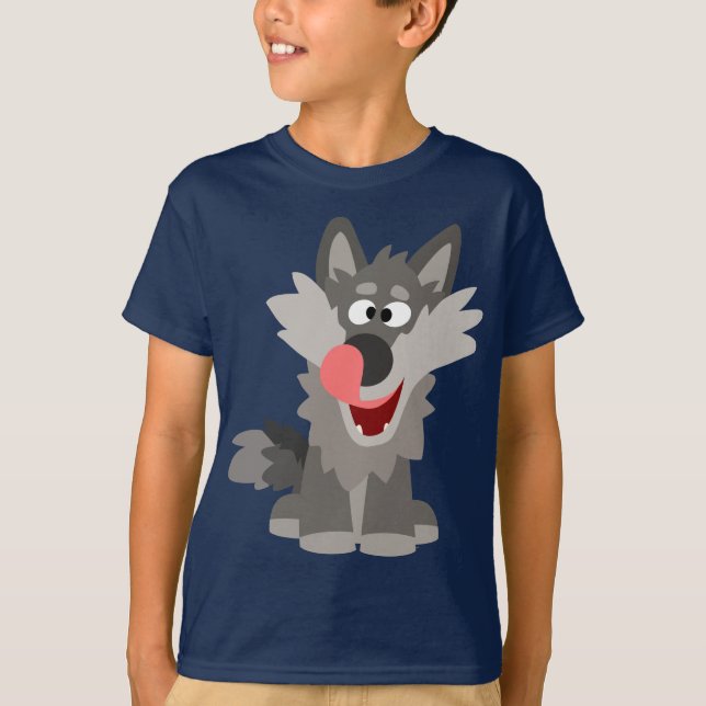Gullig enfaldig T-tröja för tecknadvargbarn Tee Shirt (Framsida)