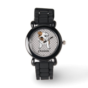 Gullig engelsk bulldoggillustration armbandsur