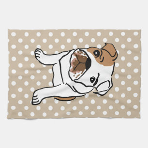 Gullig engelsk bulldoggillustration kökshandduk