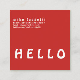 Gullig enkel djärv röd HEJMinimalism Fyrkantigt Visitkort