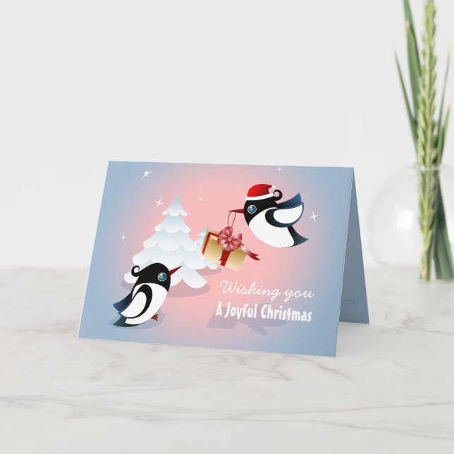 Gullig fågeljulklapp helgkort (Framsida)