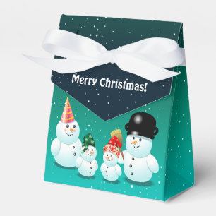 Gullig familj av snögubbear presentaskar
