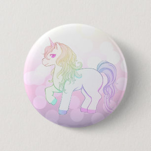 Gullig färgad unicornponny för kawaii regnbåge knapp