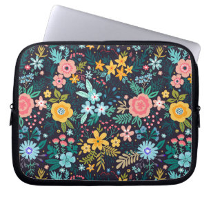 Gullig färgrik blommönster laptop fodral
