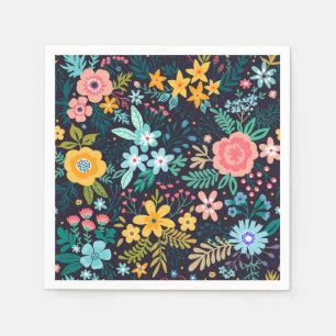 Gullig färgrik blommönster pappersservett