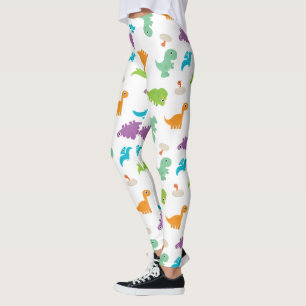 Gullig färgrik DINOSAURSdamasker Leggings