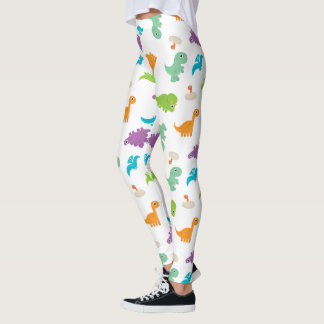 Gullig färgrik DINOSAURSdamasker Leggings