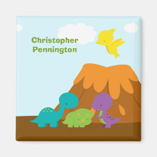 Gullig färgrik dinosaurspersonligmagnet magnet