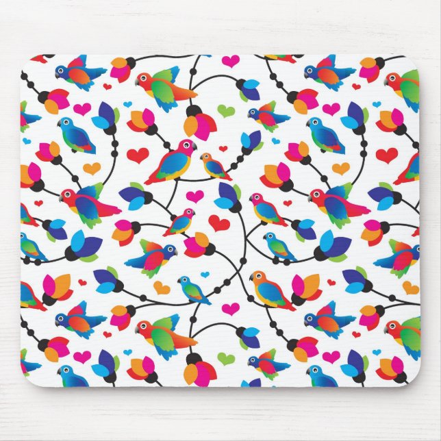 gullig färgrik papegojafågel musmatta (Framsidan)