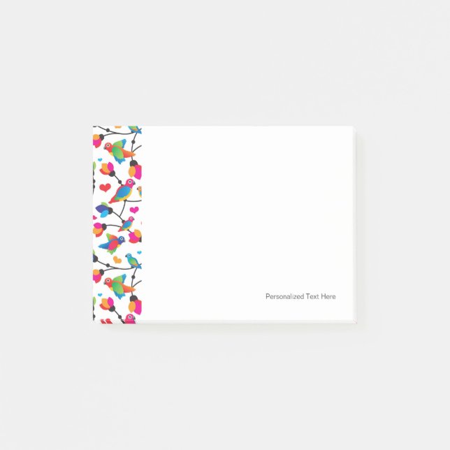 gullig färgrik papegojafågel post-it block (Framsida)