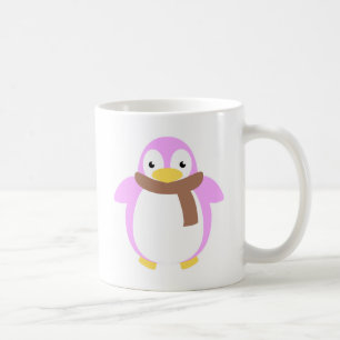 Gullig färgrik pingvin i Scarf Kaffemugg