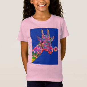 Gullig färgrik solrosgiraff t shirt