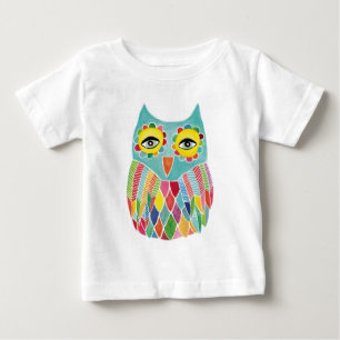 Gullig färgrik uggla tee shirt
