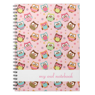 Gullig färgrik ugglaanteckningsbok (steg), anteckningsbok